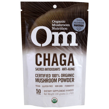 OM Mushroom Nutrition, Chaga, champiñones en polvo, 3,57 oz (100 g)