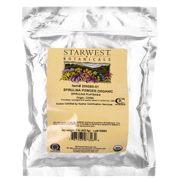 Starwest Botanicals, Spirulina Powder, 453,6 g (1 lb)