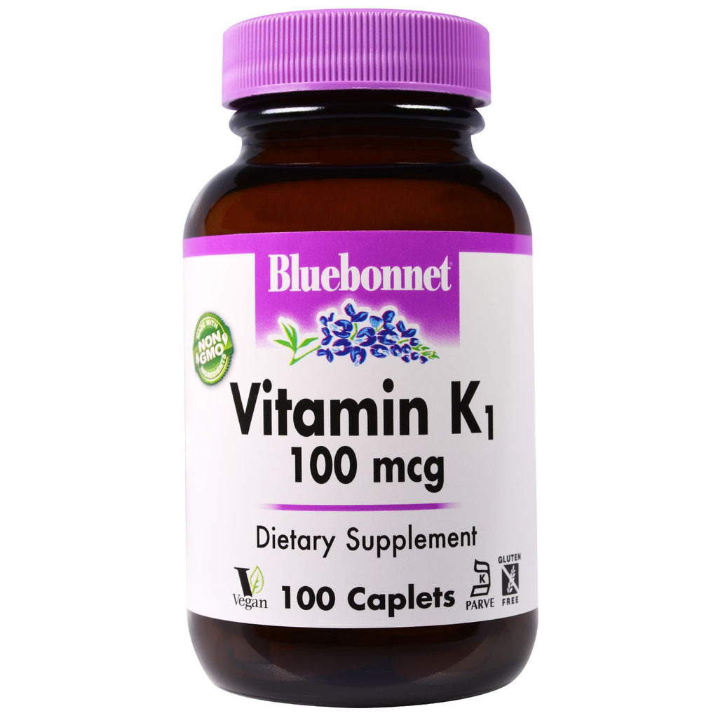 Bluebonnet Nutrition, Vitamin K1, 100 mcg, 100 kapletter