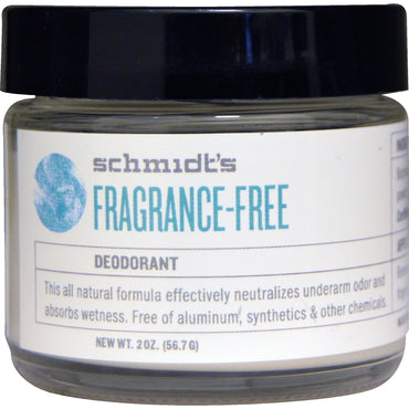 Schmidt's Natural Deodorant, Fragrance-Free, 2 oz (56.7 g)