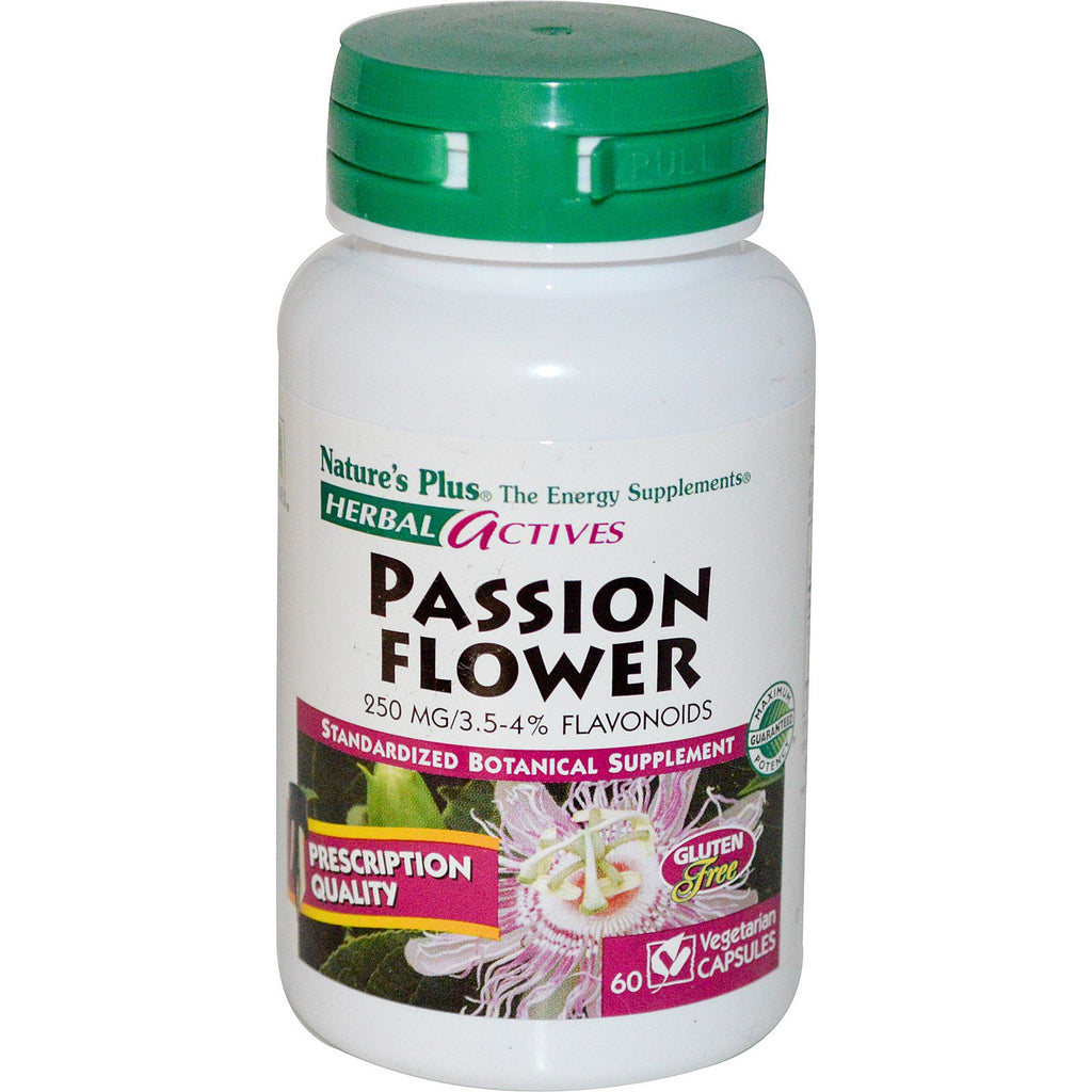 Nature's Plus, activos herbarios, flor de la pasión, 250 mg, 60 cápsulas vegetales