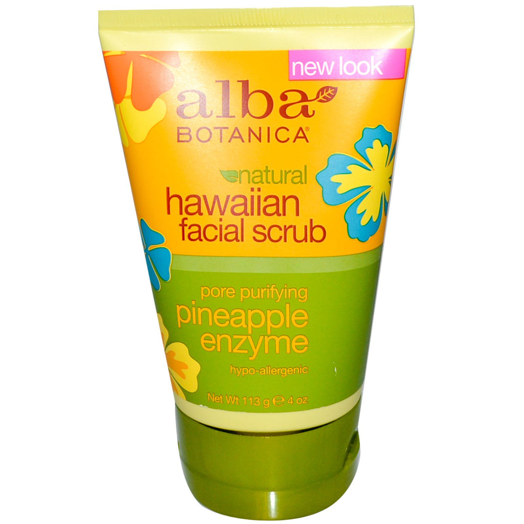 Alba Botanica, Naturalny hawajski peeling do twarzy, Enzym Ananasowy, 4 oz (113 g)