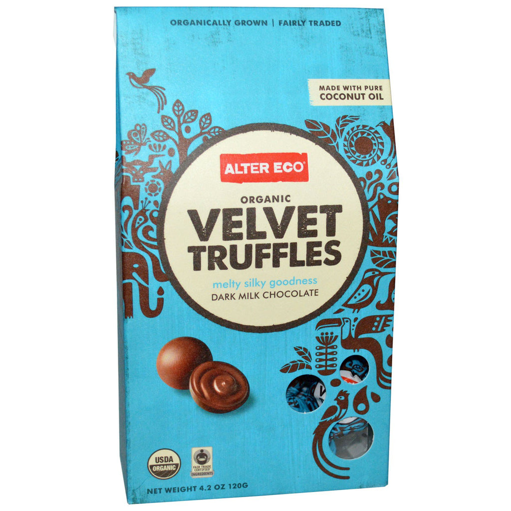 Alter Eco,  Dark Milk Chocolate, Velvet Truffles, 4.2 oz (120 g)