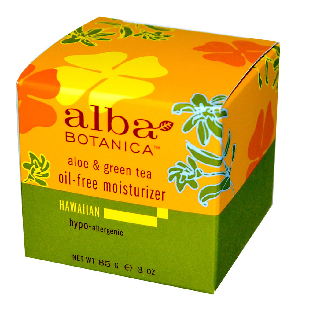 Alba Botanica, Aloe & Grönt te, Fuktighetskräm, Oljefri, 3 oz (85 g)