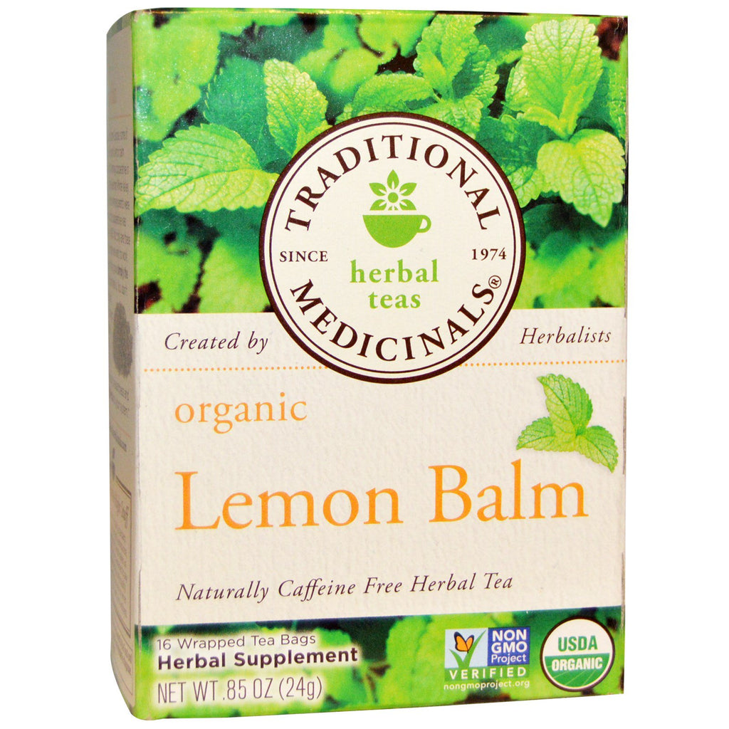 Traditional Medicinals, Herbal Teas,  Lemon Balm, Naturally Caffeine Free, 16 Wrapped Tea Bags, .85 oz (24 g)
