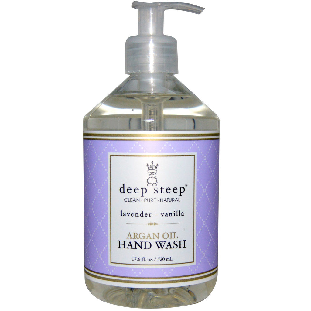 Deep Steep, detergente per le mani all'olio di argan, lavanda-vaniglia, 520 ml (17,6 fl oz)