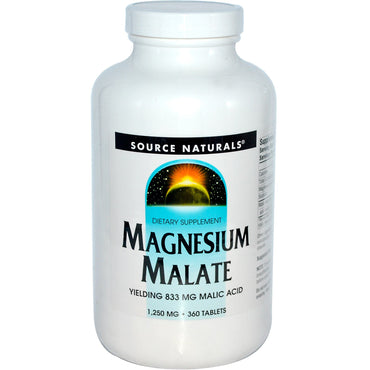Source Naturals, Malate de magnésium, 1 250 mg, 360 comprimés
