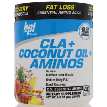 BPI Sports, CLA + ulei de nucă de cocos + aminoacizi, Briză tropicală, 9,8 oz (280 g)