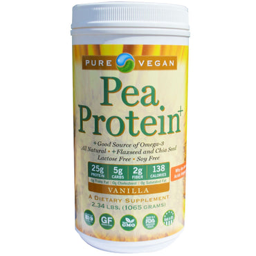 Pure Vegan, proteína de guisante, vainilla, 2,34 lbs (1065 g)