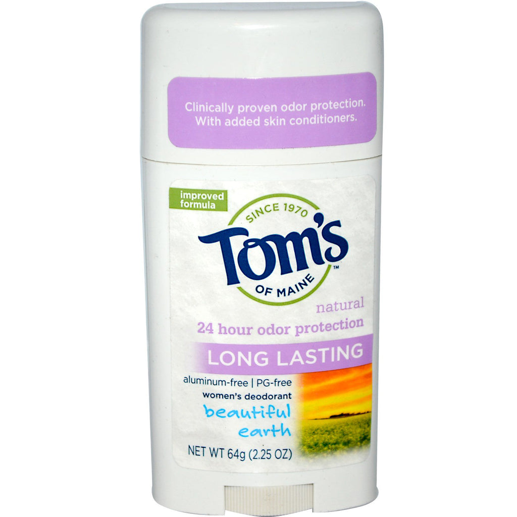 Tom's of Maine, Desodorante natural de larga duración, sin aluminio, para mujeres, Beautiful Earth, 2,25 oz (64 g)