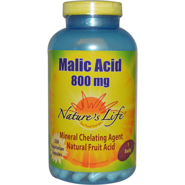 Nature's Life, Ácido málico, 800 mg, 250 cápsulas vegetales
