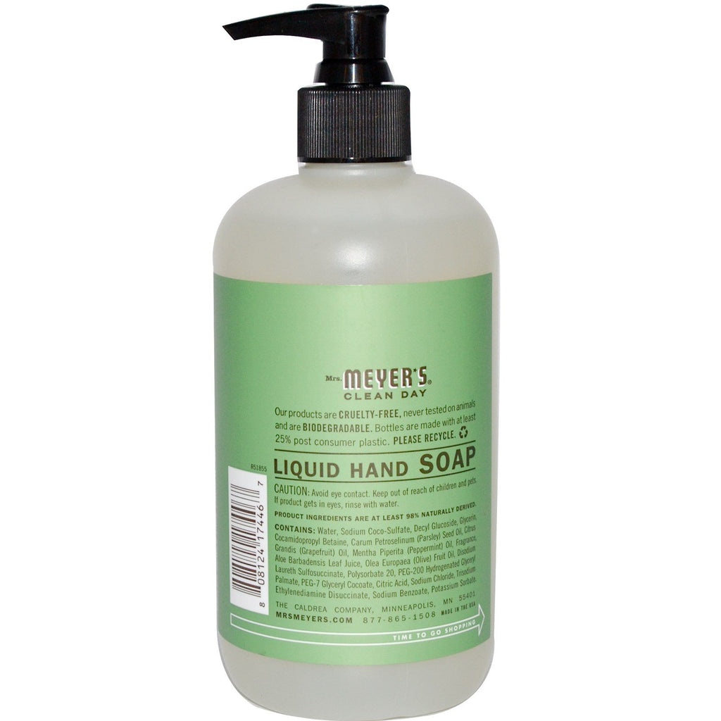 Mrs. Meyers Clean Day, סבון ידיים נוזלי, ניחוח פטרוזיליה, 12.5 פל אונקיות (370 מ"ל)