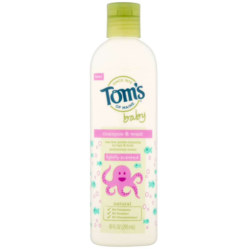 Tom's of Maine, szampon i płyn do mycia ciała, dla dzieci, lekko perfumowany, 10 uncji (295 ml)