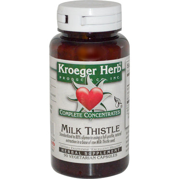 Kroeger Herb Co, مركزات كاملة، شوك الحليب، 90 كبسولة نباتية