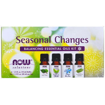 Now Foods, Seasonal Changes, kit de aceites esenciales equilibrantes, 4 botellas, 1/3 fl oz. (10 ml) cada uno