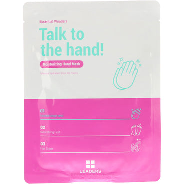Leaders, Essential Wonders, Talk to the Hand, feuchtigkeitsspendende Handmaske, 1 Paar, 16 ml