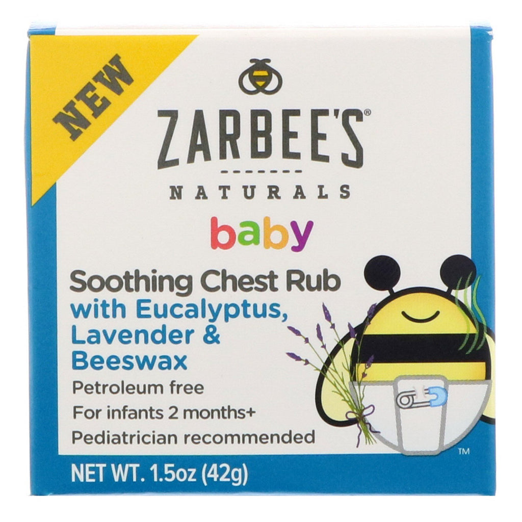 Zarbee's Baby Massage apaisant pour la poitrine avec eucalyptus, lavande et cire d'abeille 1,5 oz (42 g)