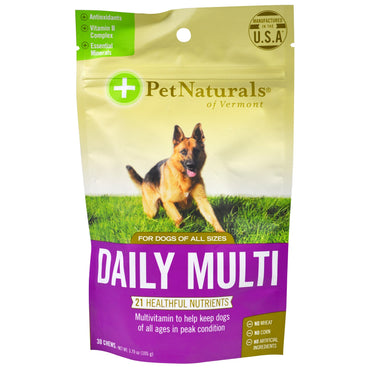Pet Naturals of Vermont, Daily Multi, pentru câini, 30 de mestecat, 3,70 oz (105 g)