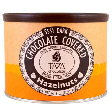Taza Chocolate, 55 % chocolate oscuro molido a la piedra, avellanas cubiertas de chocolate, 8 oz (226 g)