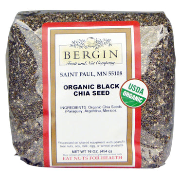 Bergin Fruit and Nut Company, semințe de chia neagră, 16 oz (454 g)