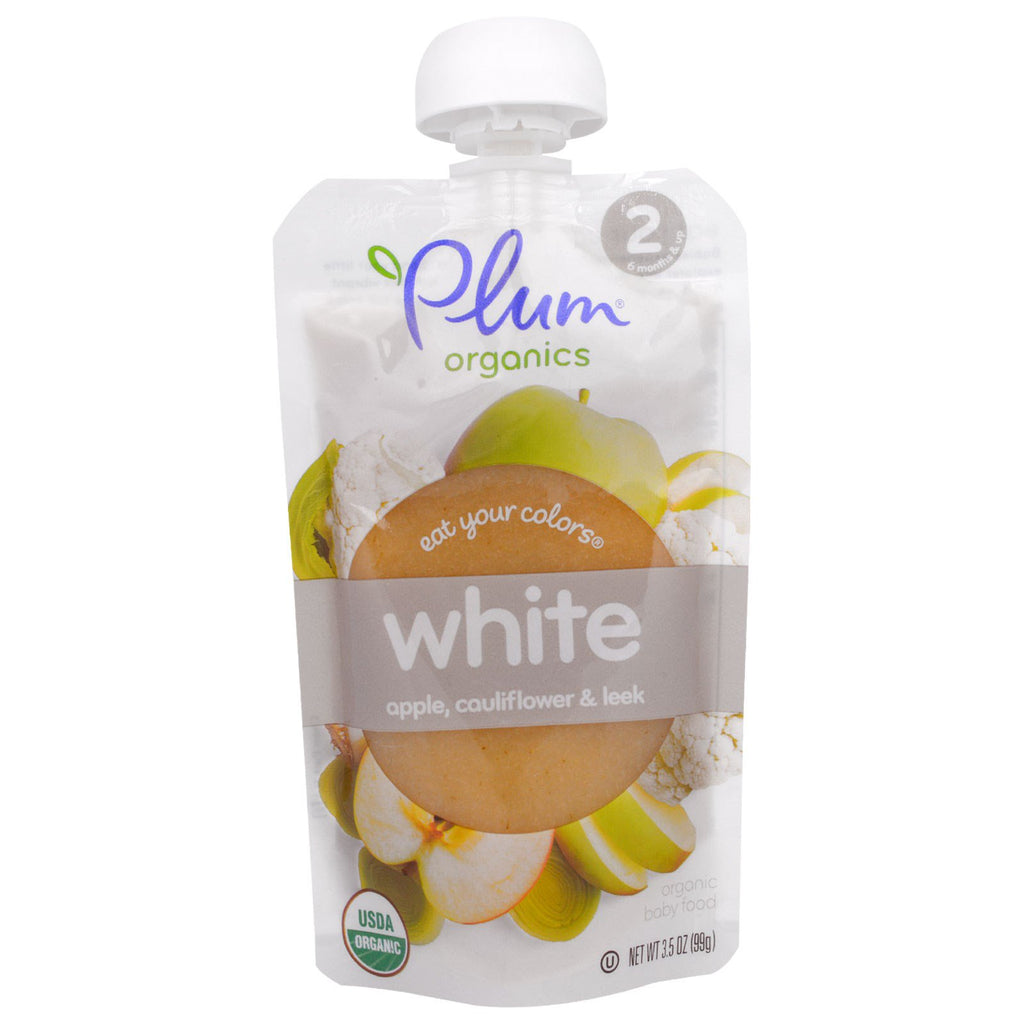Plum s Stage 2 Eat Your Colors Białe jabłko Kalafior i por 3,5 oz (99 g)