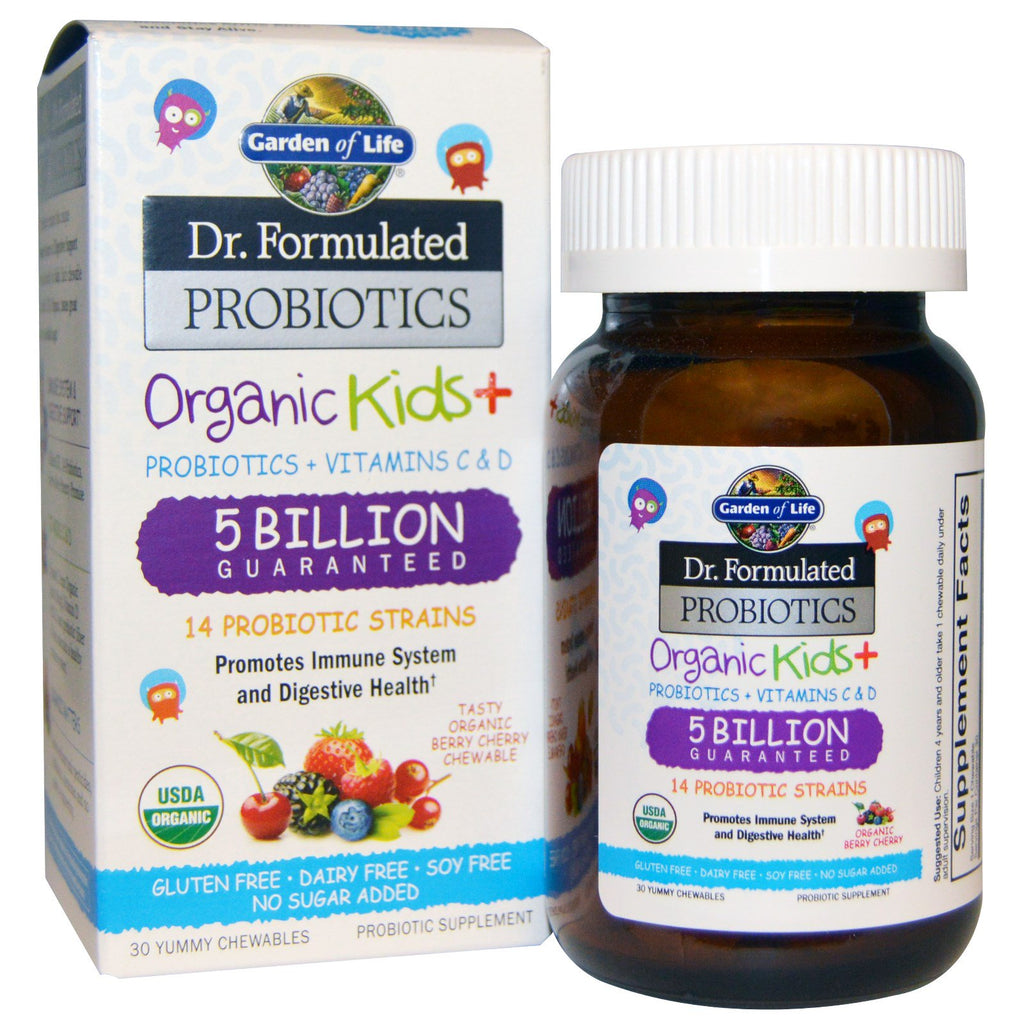Garden of Life, Dr. Formulated Probiotics, 어린이 +, 맛있는 츄어블 30정