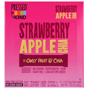KIND Bars, معصور بواسطة KIND، الفراولة والتفاح والشيا، 12 قطعة من الفاكهة، 1.2 أونصة (35 جم) لكل قطعة