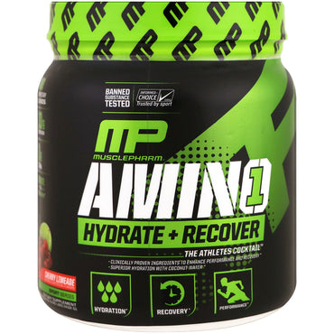 MusclePharm, Amino 1, Hydrate + Recover, Cherry Limeade, 15,24 once (432 g)