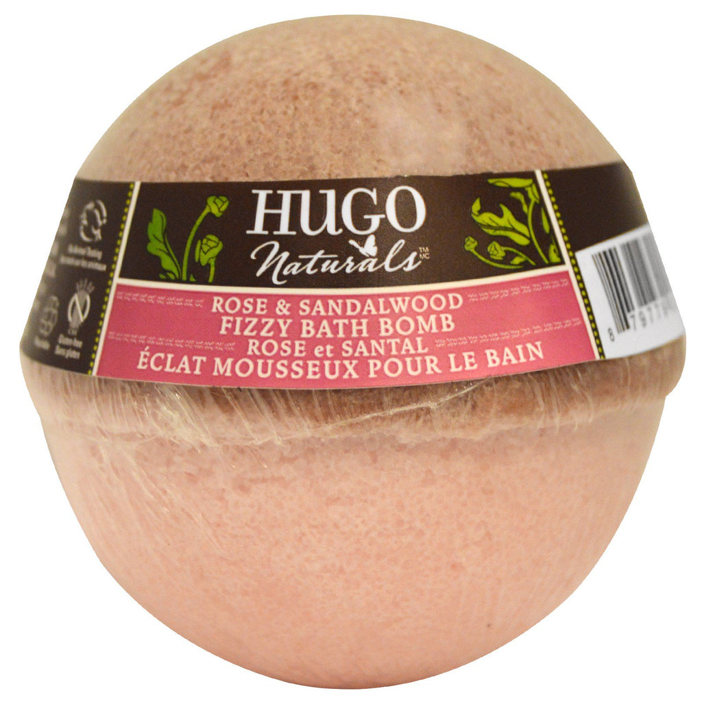 Hugo Naturals, Fizzy Bath Bomb, Rose & Sandalwood, 6 oz (170 g)