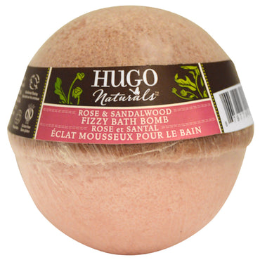 Hugo Naturals, bruisende badbom, rozen- en sandelhout, 6 oz (170 g)
