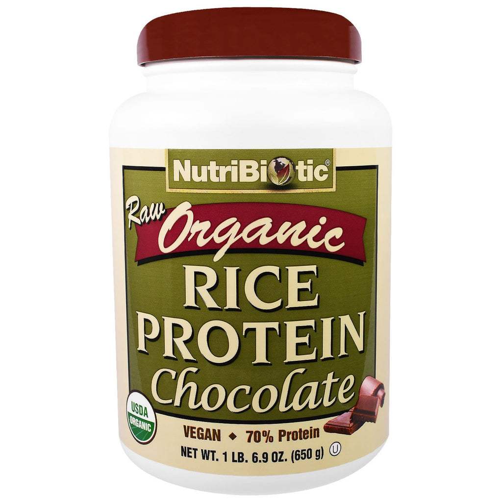NutriBiotic, Proteína de arroz crudo, chocolate, 6,9 oz (650 g)