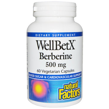 Natural Factors, WellBetX Berberina, 500 mg, 60 cápsulas vegetales