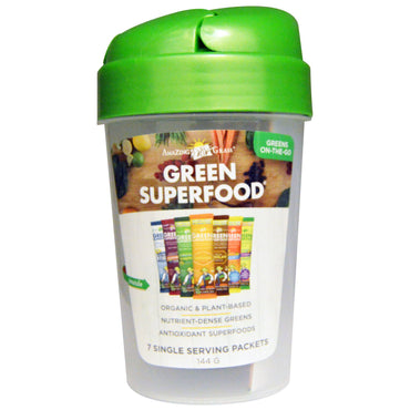 Amazing Grass, كوب Green Superfood Shaker و7 نكهات من Green Superfood، كوب واحد - 20 أونصة، 7 عبوات (7 جم) لكل منها