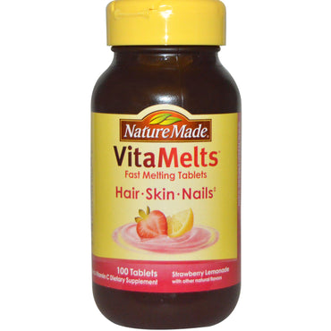 Nature Made VitaMelts Hair Skin and Nails Strawberry Lemonade 100 Tablets