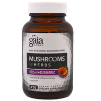 Gaia Herbs, Mushroom + Herbs, Reishi + Turmeric , 60 Veggie Caps