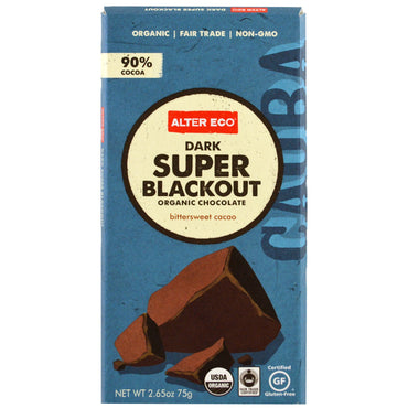 Alter Eco, Chocolat, Dark Super Blackout, 2,65 oz (75 g)