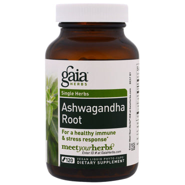 Hierbas gaia, raíz de ashwagandha, 120 fitocápsulas líquidas veganas