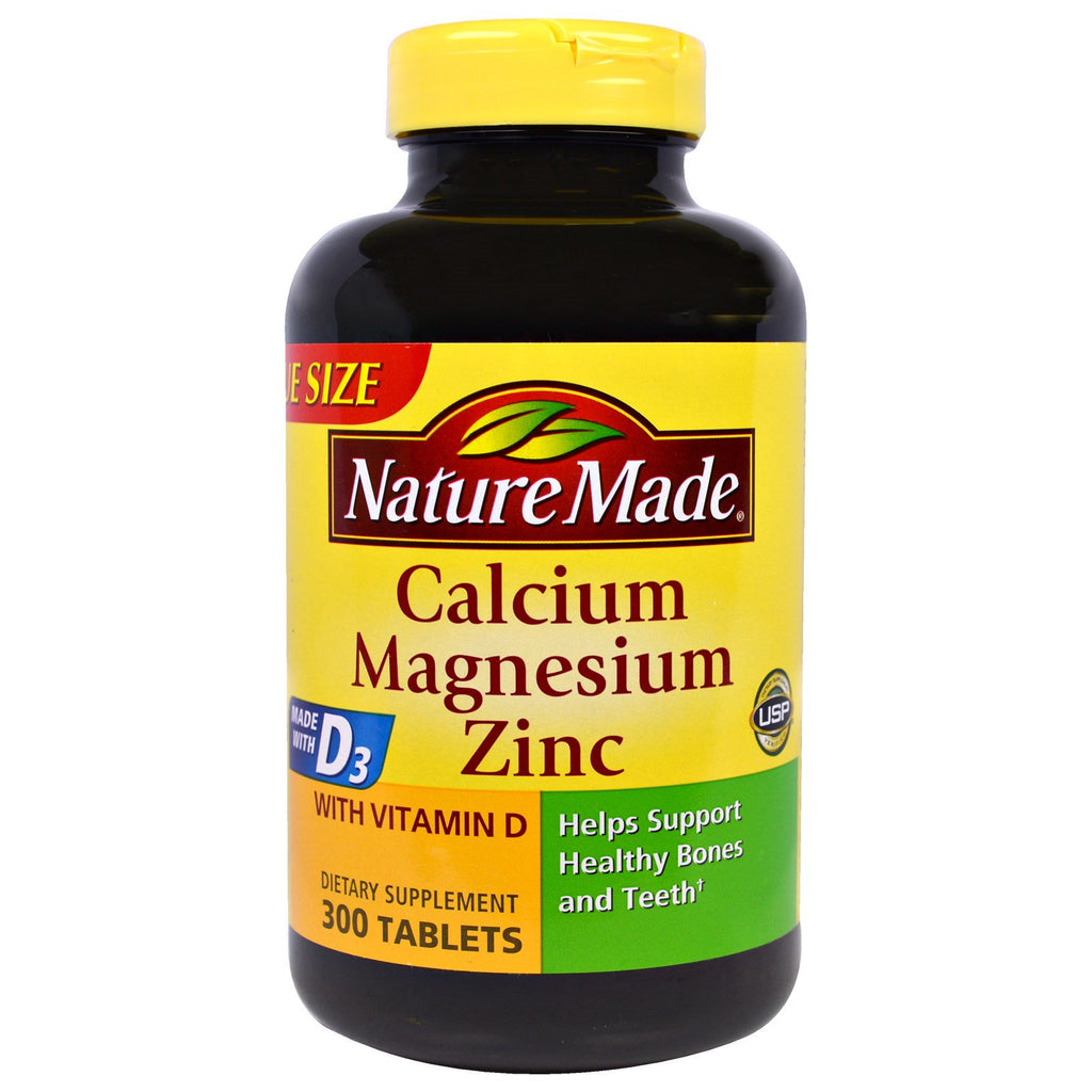 Nature Made, Cálcio Magnésio Zinco com D3, 300 Comprimidos