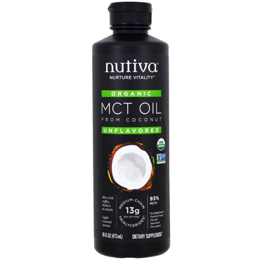 Nutiva, Huile MCT de noix de coco, sans saveur, 16 fl oz (473 ml)