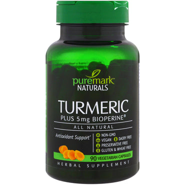 PureMark Naturals, curcuma, 90 capsules végétariennes