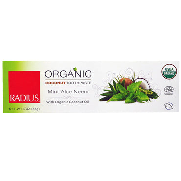 RADIUS, USDA  Coconut Toothpaste, Mint Aloe Neem, 3 oz (85 g)