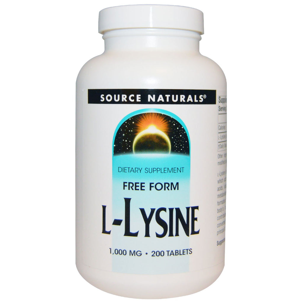 Source Naturals, L-Lizină, 1.000 mg, 200 de tablete