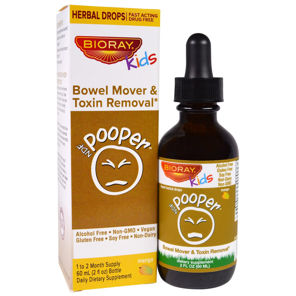 Bioray Inc., NDF Pooper, Bowel Mover &amp; Toxin Removal, Enfants, Saveur Mangue, 2 fl oz (60 ml)