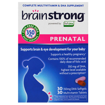 BrainStrong, prenatal, 30 cápsulas blandas, 30 tabletas