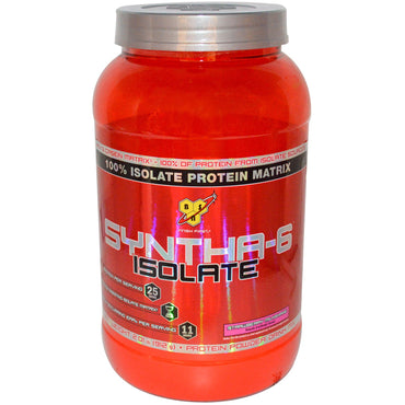 BSN, Syntha-6 Isolate, mezcla de bebida de proteína en polvo, batido de fresa, 2,01 lbs (912 g)