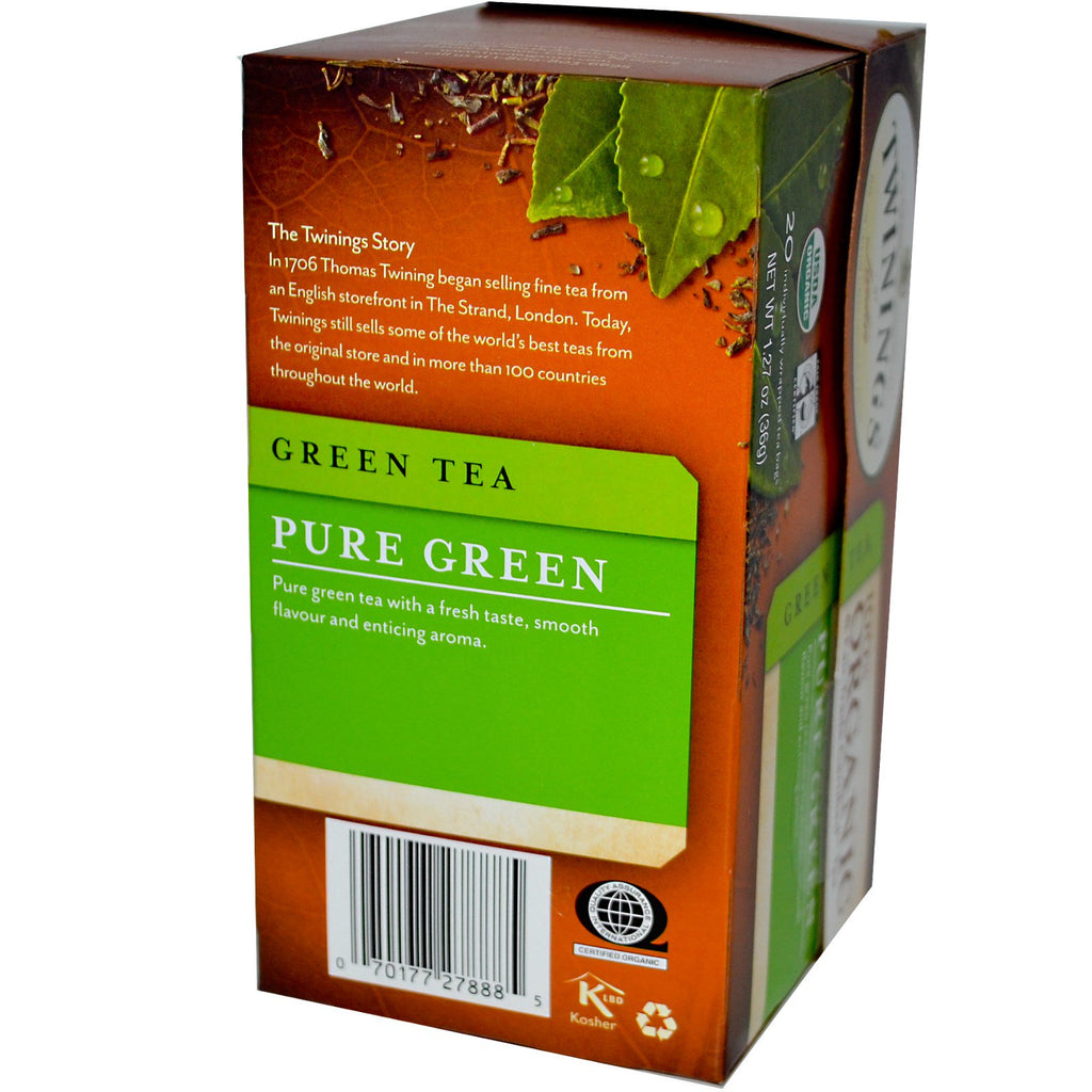 Twinings, 100% 緑茶、ピュアグリーン、ティーバッグ 20 個、1.27 オンス (36 g)