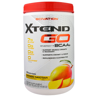Scivation, Xtend GO, Energía + BCAA, néctar de mango, 438 g (15,45 oz)