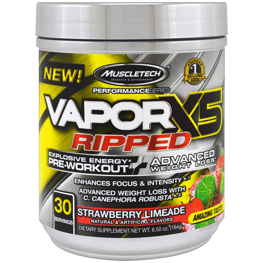 Muscletech, Performance Series, VaporX5 Ripped, Limeade Strawberry, 6,50 uncji (184 g)