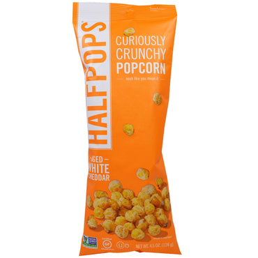 Halfpops, Curiously Crunchy Popcorn, gealterter weißer Cheddar, 4,5 oz (128 g)