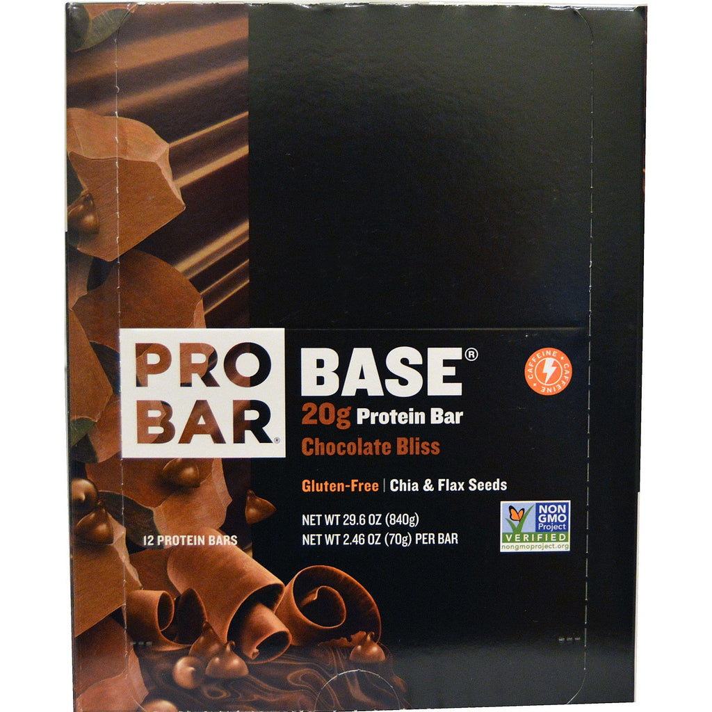 ProBar, bază, baton proteic, ciocolată Bliss, 12 - 2,46 oz (70 g) fiecare